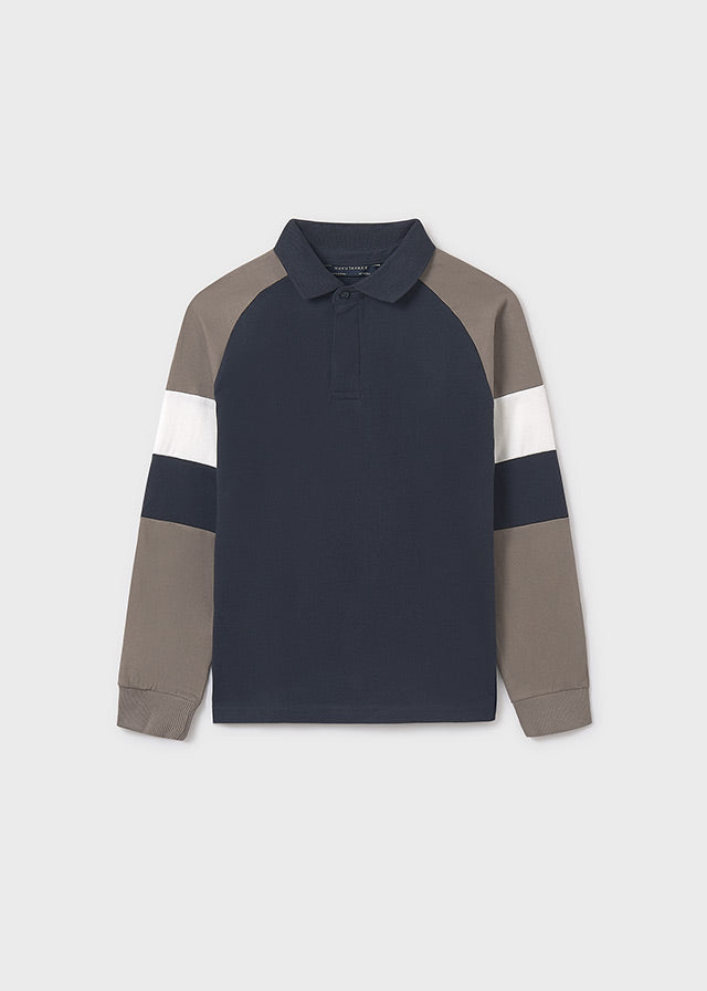 polo l/s color block sleeve - navy-040