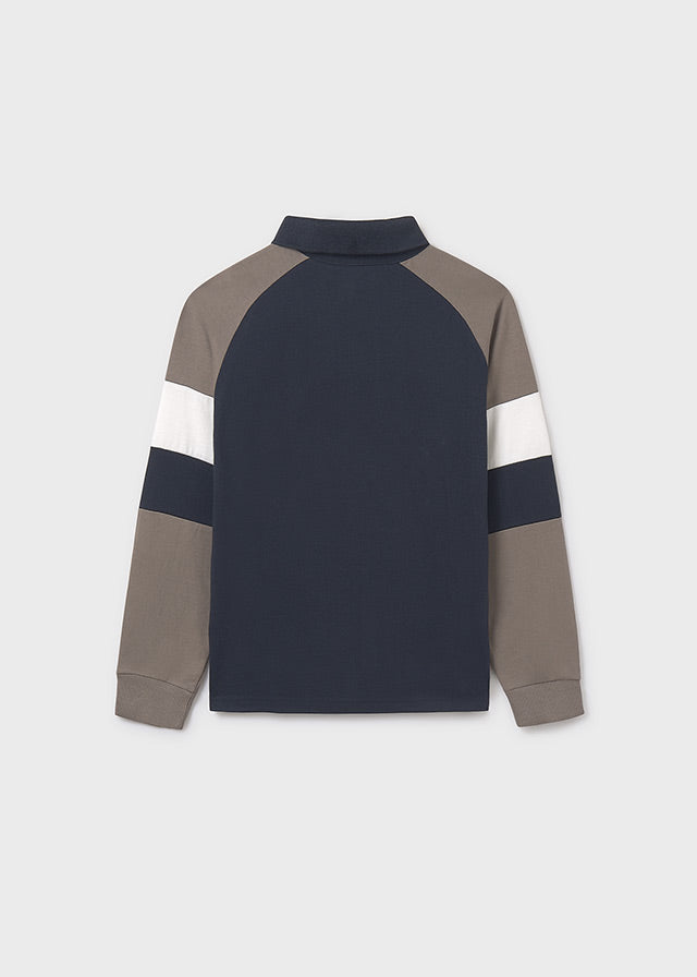 polo l/s color block sleeve - navy-040