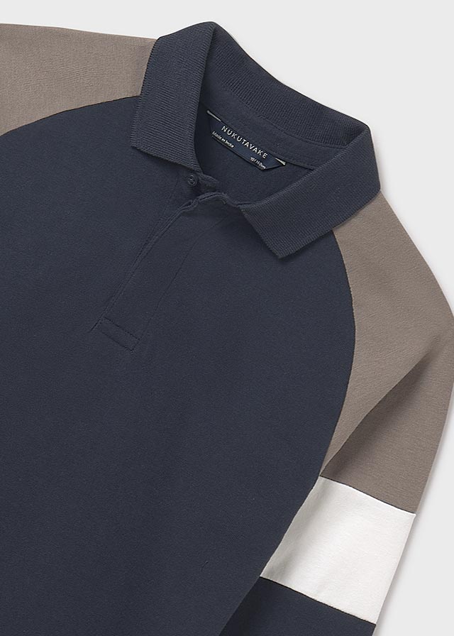polo l/s color block sleeve - navy-040