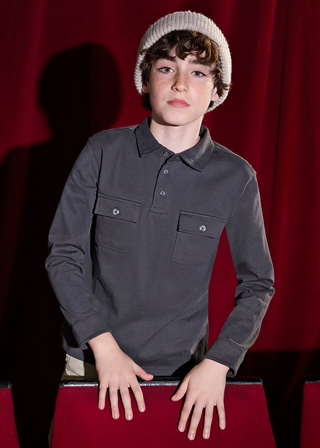 polo l/s pockets - shadow-063