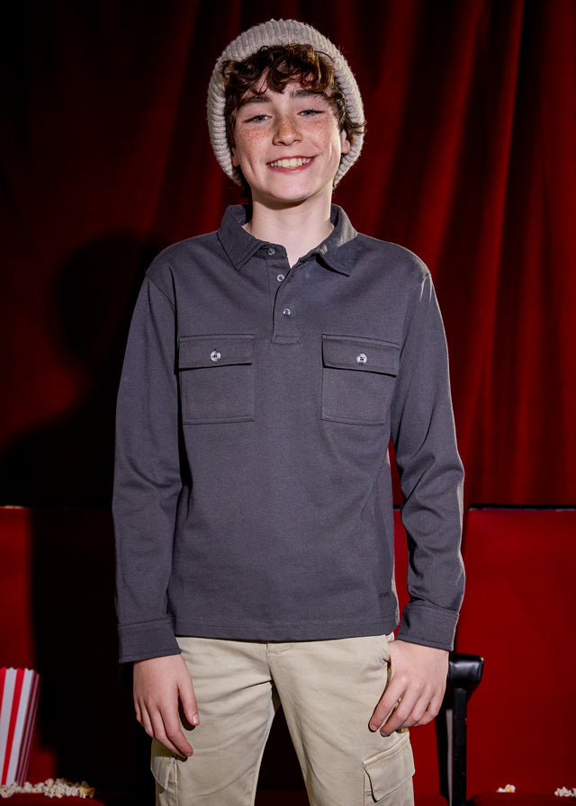 polo l/s pockets - shadow-063