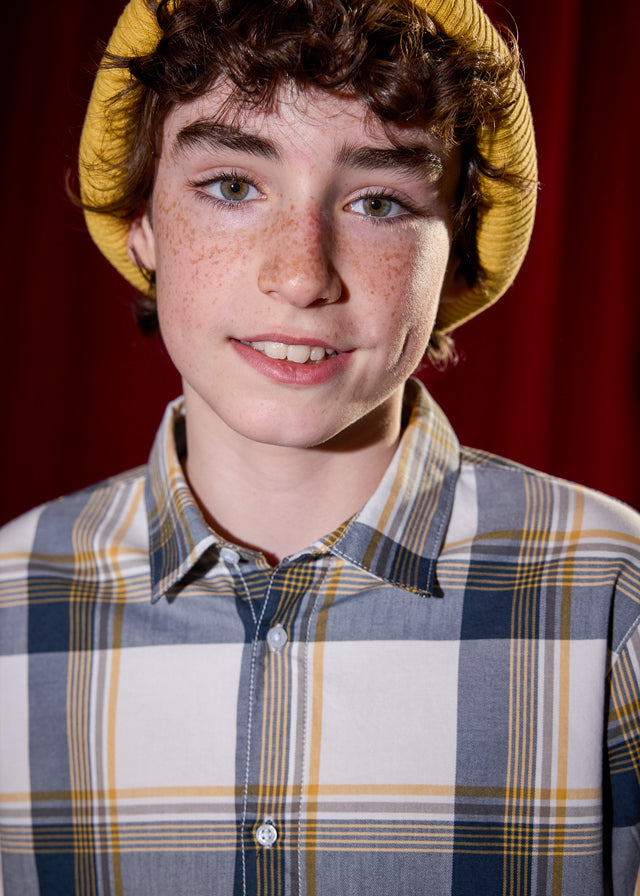 shirt l/s plaid - navy-049