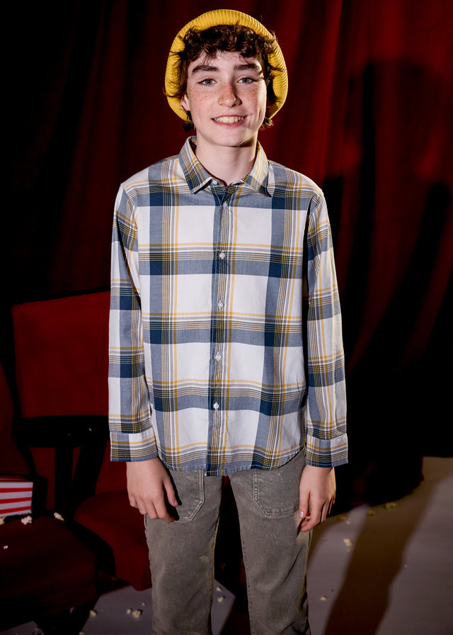 shirt l/s plaid - navy-049