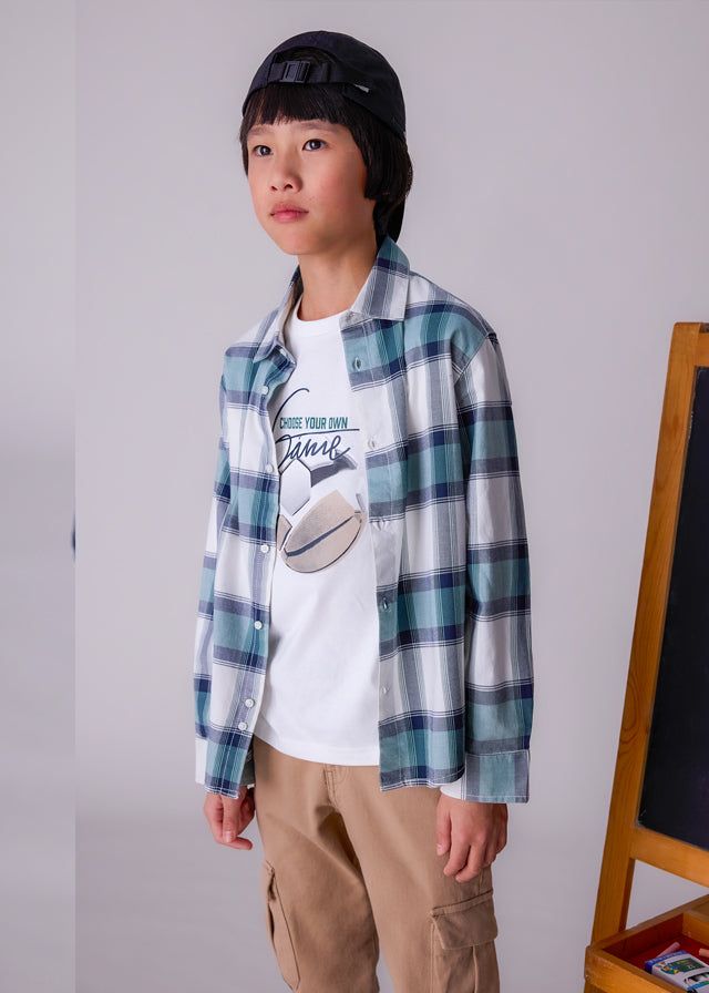 shirt l/s plaid - pine-050