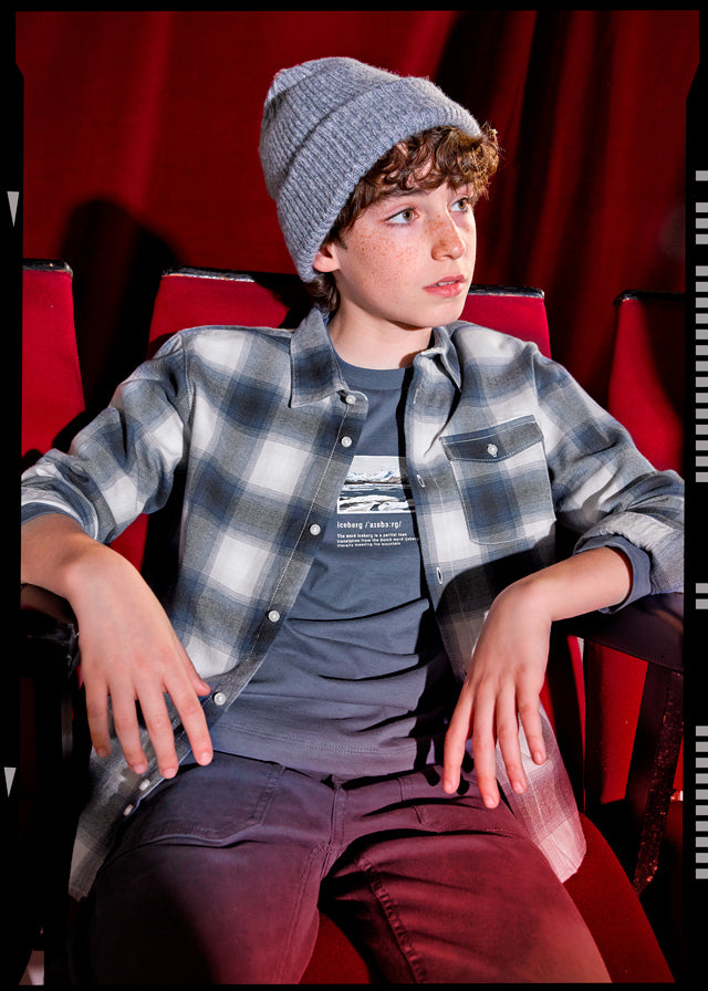 shirt l/s plaid - grey-053