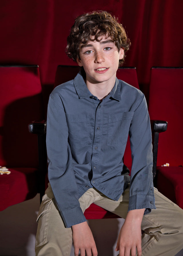 shirt l/s pockets solid - steel-072