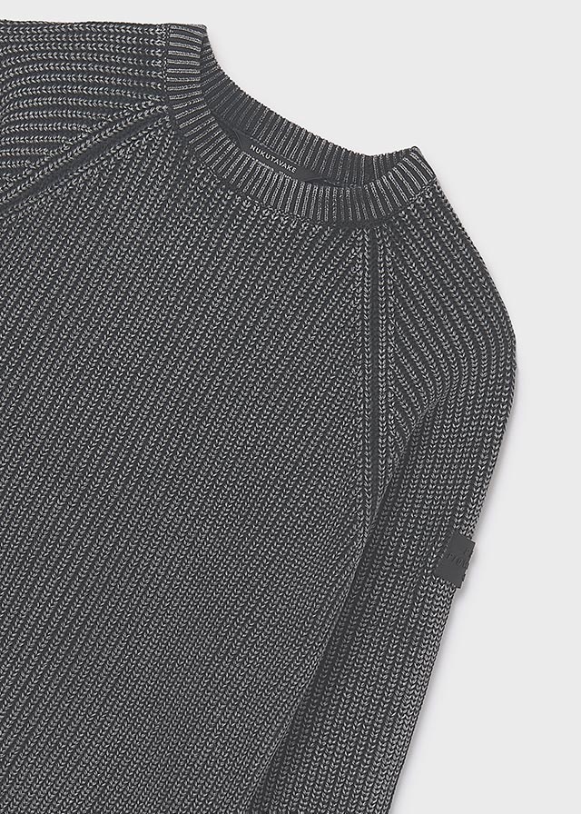 top l/s chunky knit washed sweater - black-080