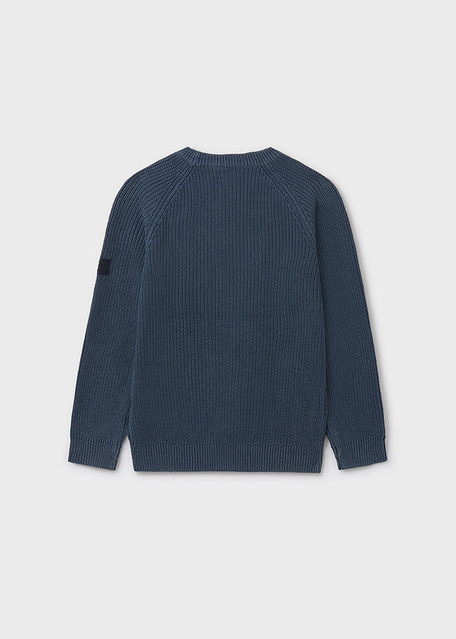 top l/s chunky knit washed sweater - blue-081