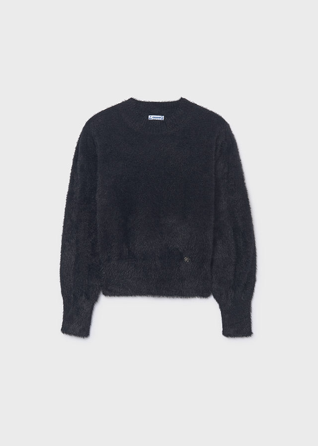 top l/s mohair crew neck - black-043