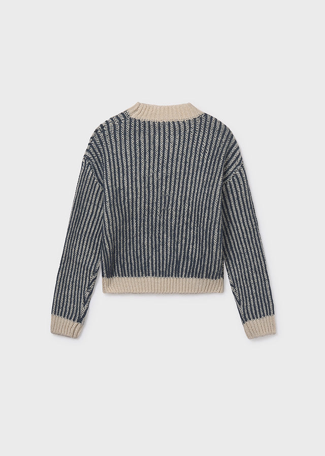 top l/s knit striped sweater - petroleum-090