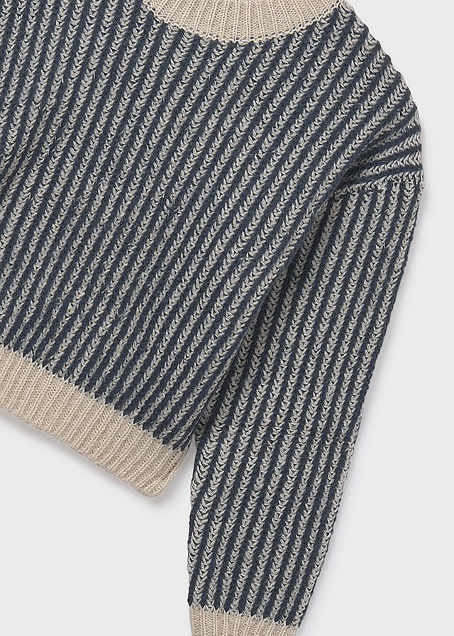 top l/s knit striped sweater - petroleum-090