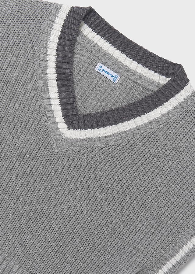 vest knit stripe edge - h.steel-062