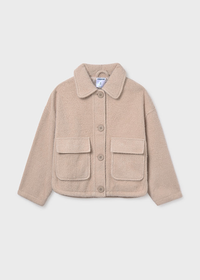 jacket chenille collar with pockets - sand-079