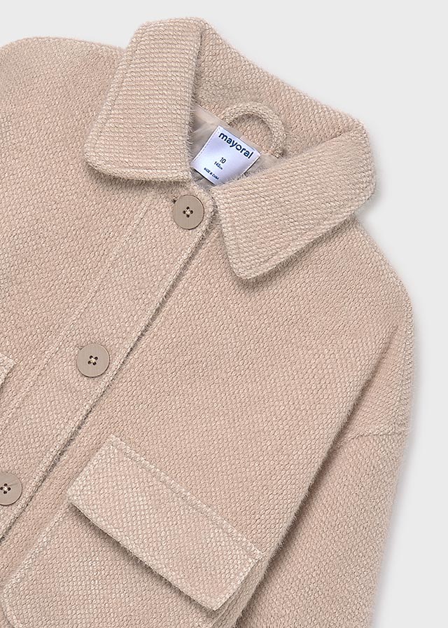 jacket chenille collar with pockets - sand-079