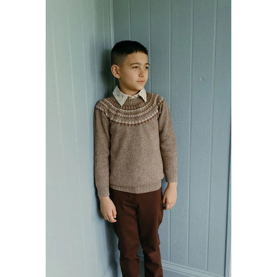 top l/s fairisle sweater - brown