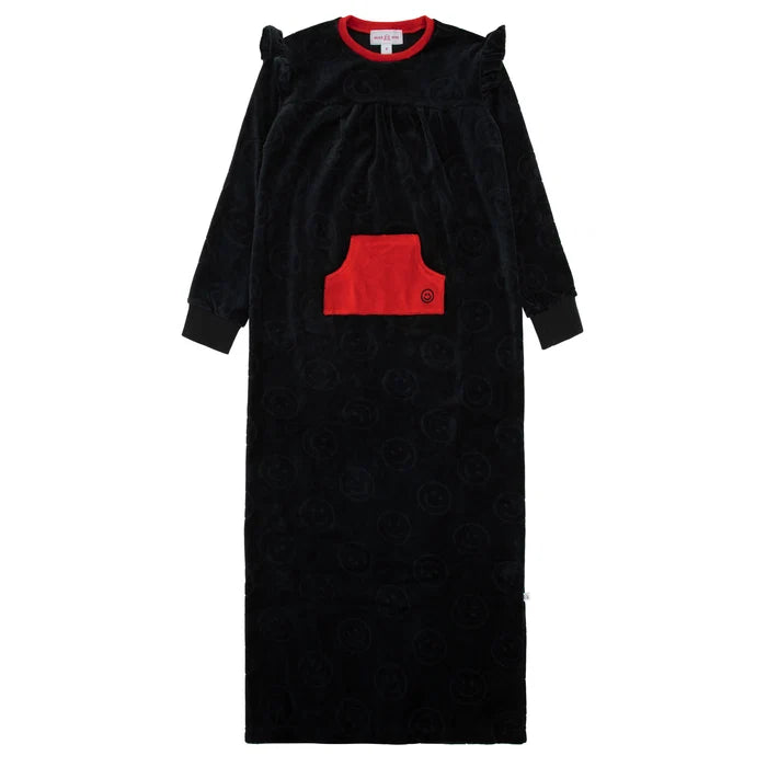 nightgown velour sleepy smiles - black/red