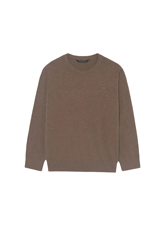 top l/s knit crew sweater - chocolate-027