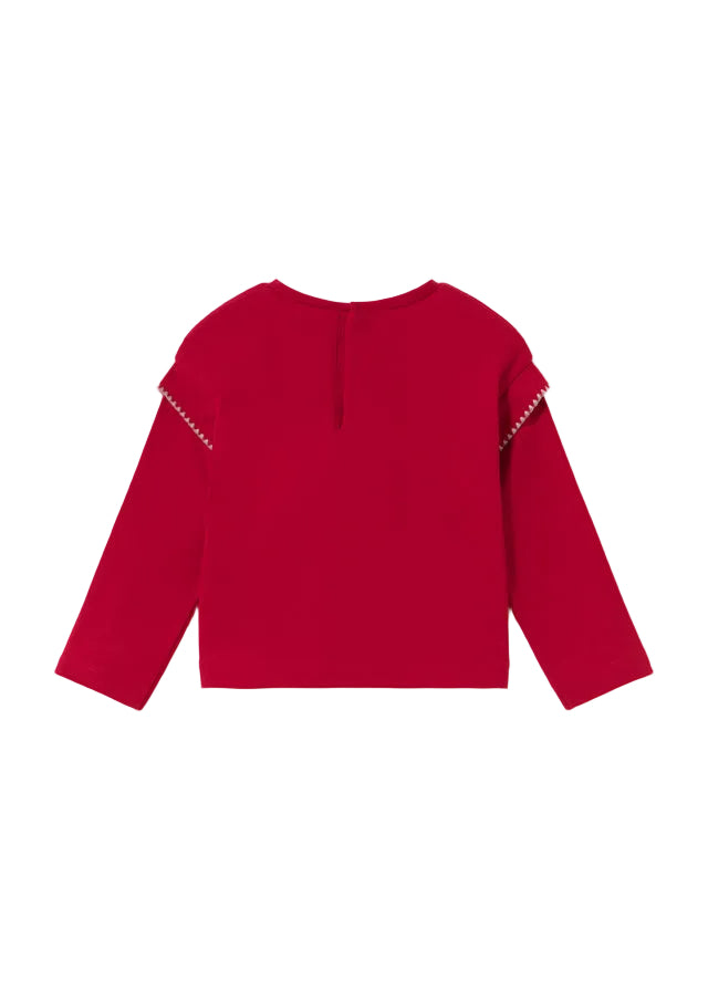 tee l/s sweet team whip stitch trim - red-015