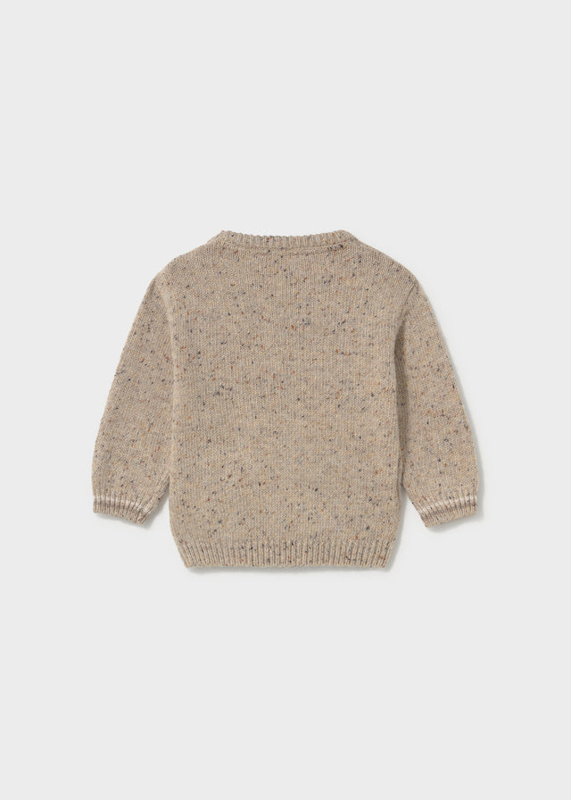 top l/s speckled knit tiger pocket sweater - taupe-055