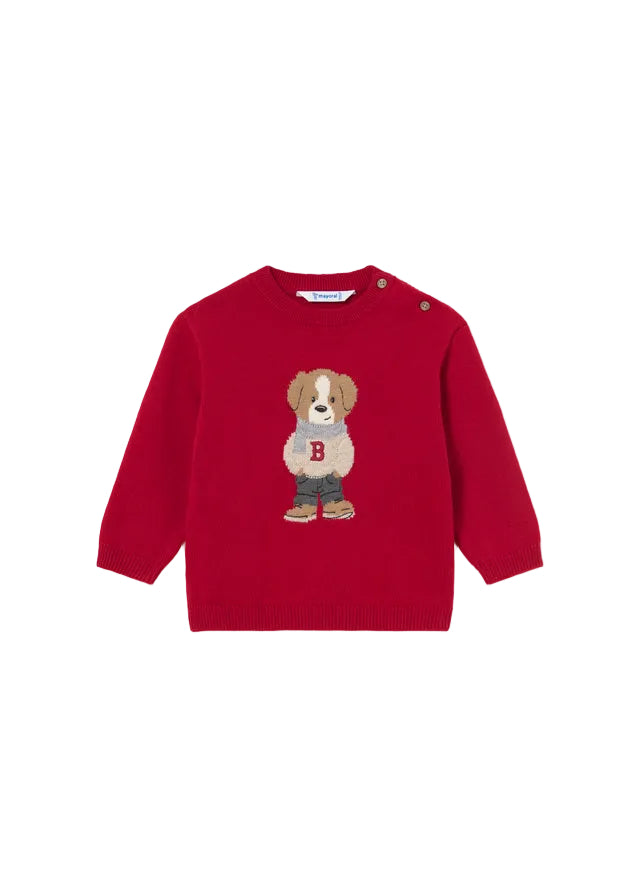 top l/s graphic dog sweater - red-085