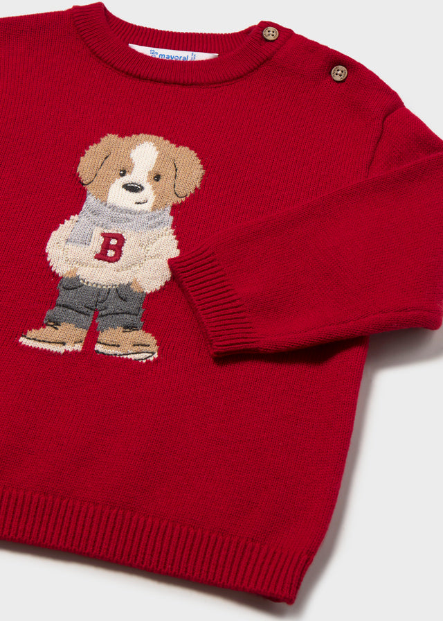 top l/s graphic dog sweater - red-085