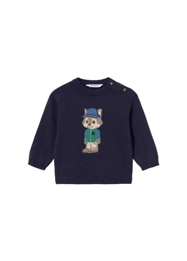 top l/s graphic dog sweater - blue-086