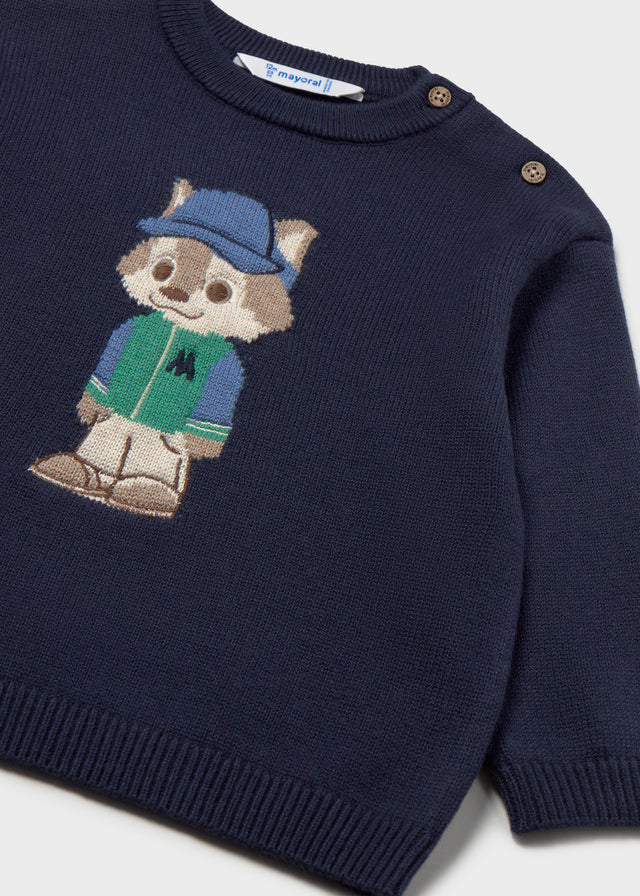 top l/s graphic dog sweater - blue-086