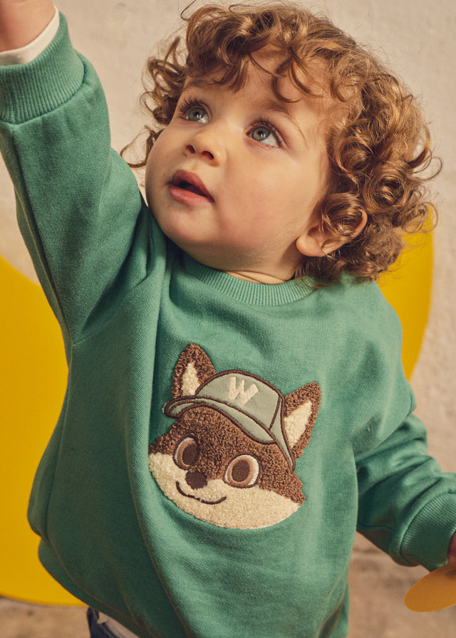 top l/s sherpa dog sweatshirt - acacia green-017