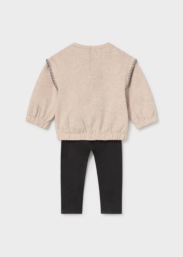 set outfit sherpa croissant sweatshirt and leggings - black-050