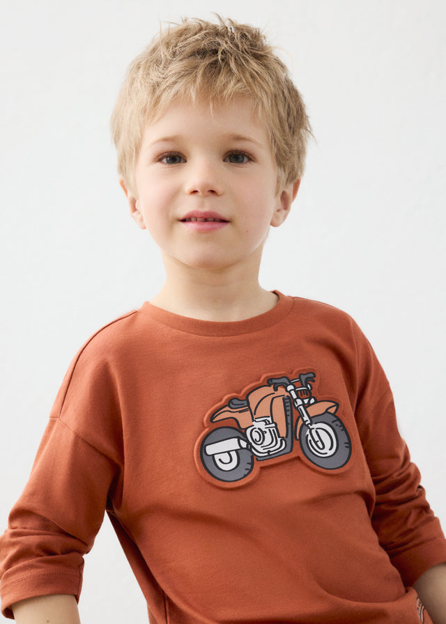 tee l/s embossed bike - terracotta-010