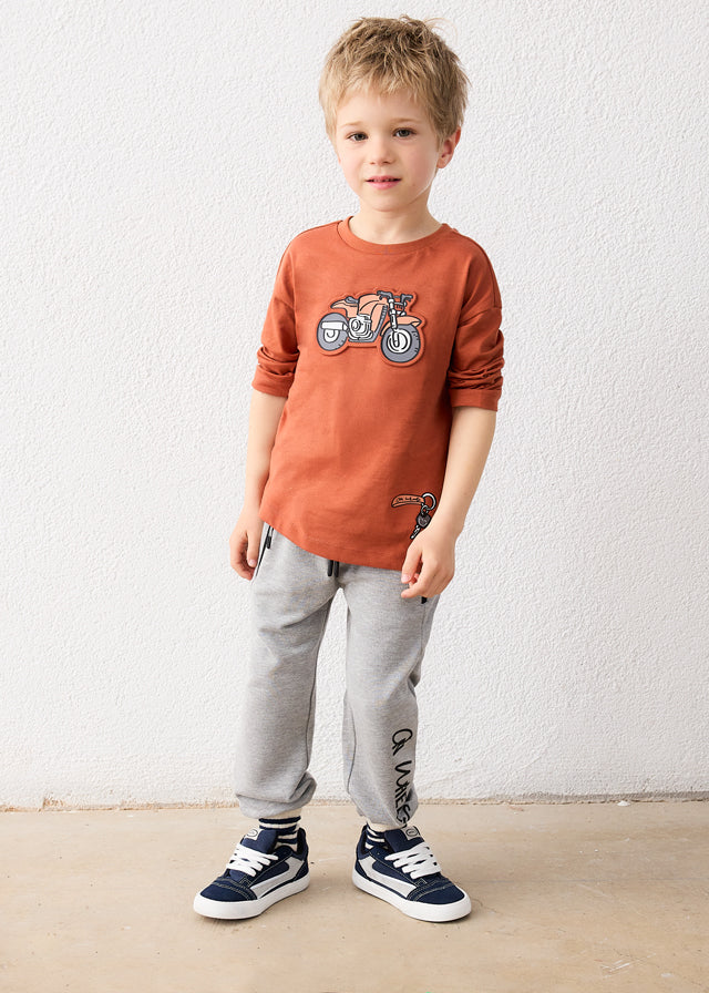 tee l/s embossed bike - terracotta-010