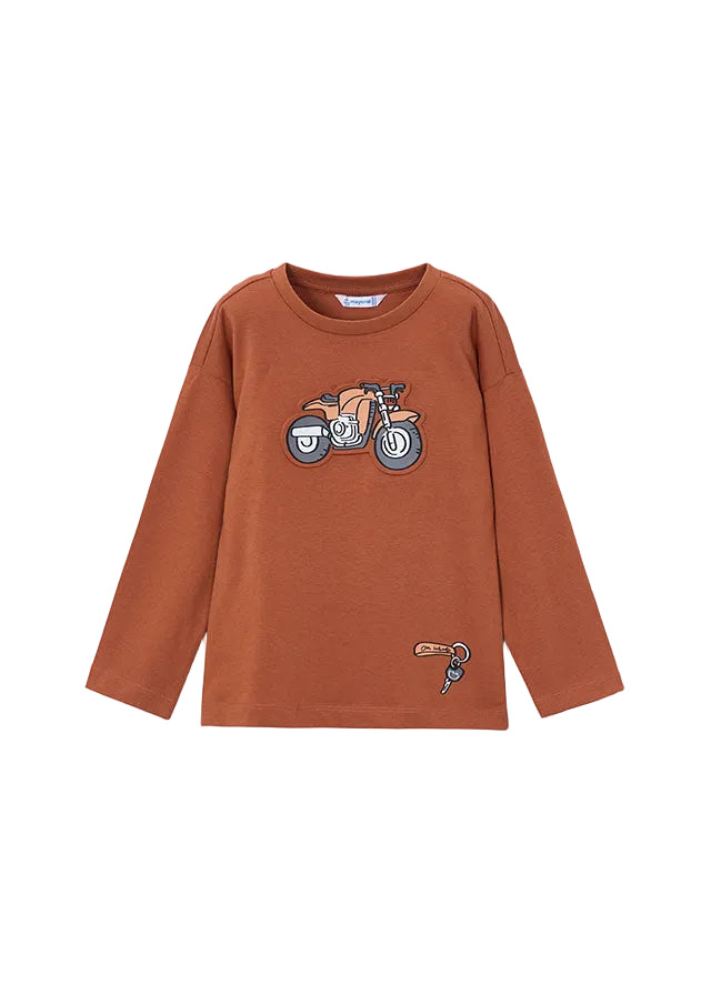 tee l/s embossed bike - terracotta-010