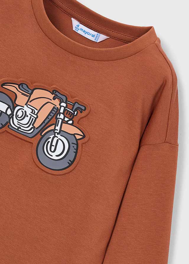 tee l/s embossed bike - terracotta-010
