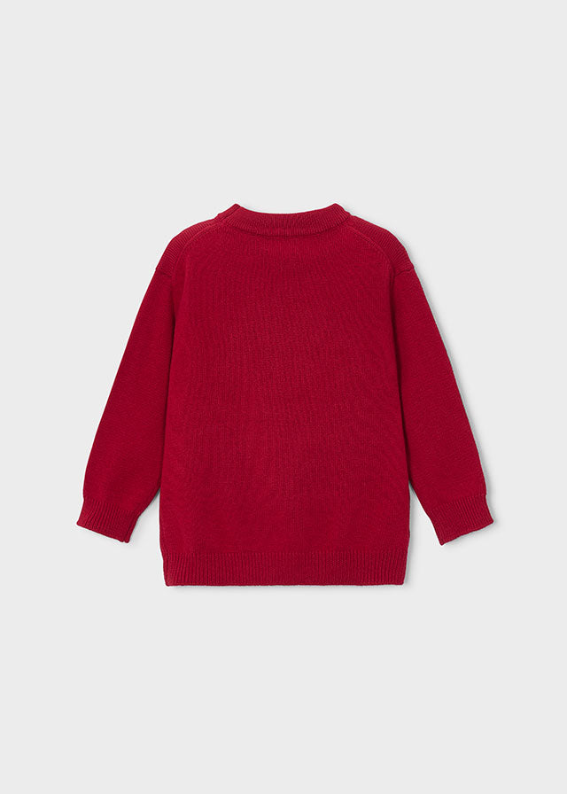 top l/s knit bear sweater - red-021