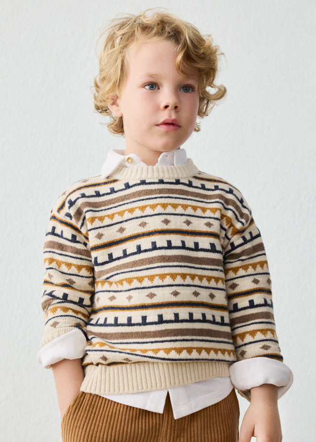 top l/s jacquard knit sweater - oat-25
