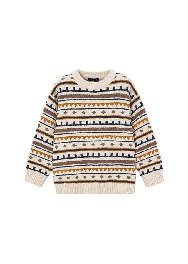 top l/s jacquard knit sweater - oat-25