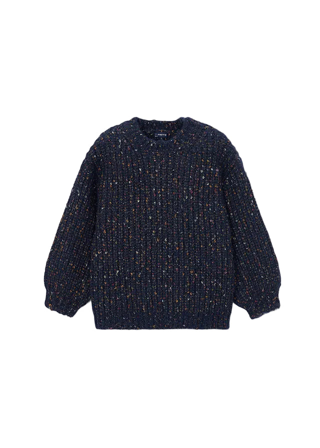 top l/s speckled chunky knit sweater - ink-007