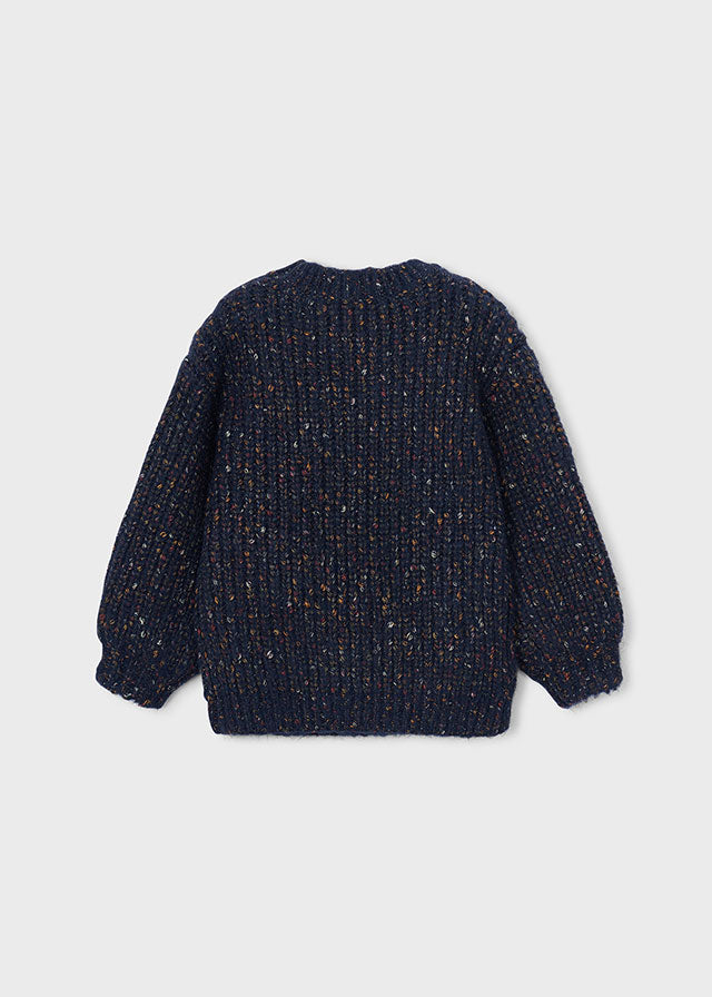 top l/s speckled chunky knit sweater - ink-007