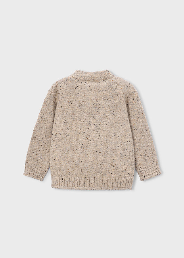 top l/s speckled knit collared sweater - tweed-055