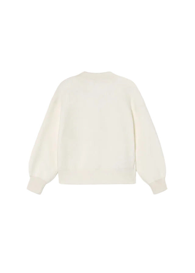 top l/s knit heart button cardigan - cream-011