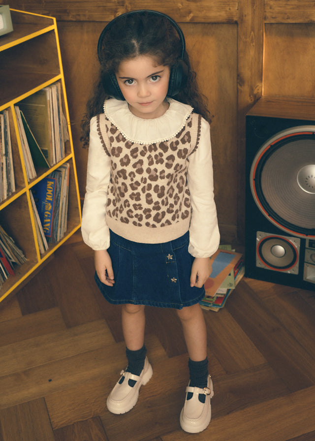 vest knit leopard print - chestnut-070