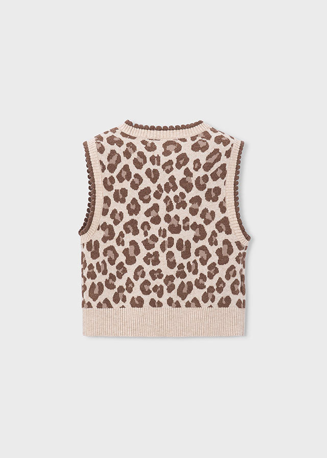 vest knit leopard print - chestnut-070