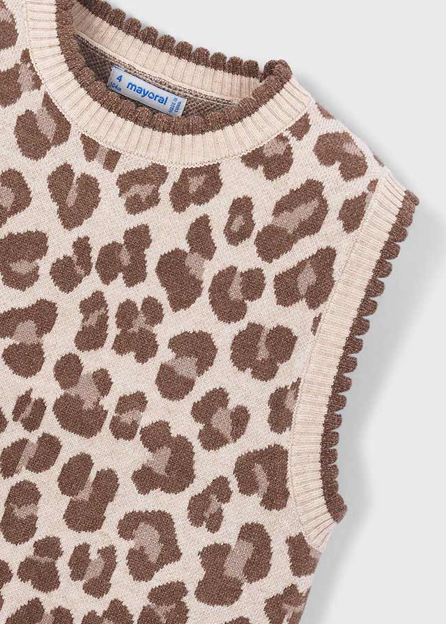 vest knit leopard print - chestnut-070