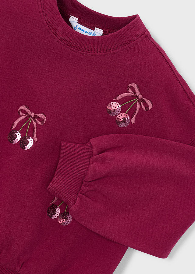 top l/s graphic printed sweatshirt - cherry-074