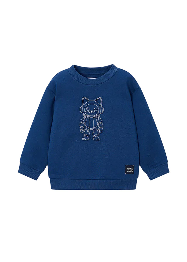 top l/s embossed robot sweatshirt - atlantic-071