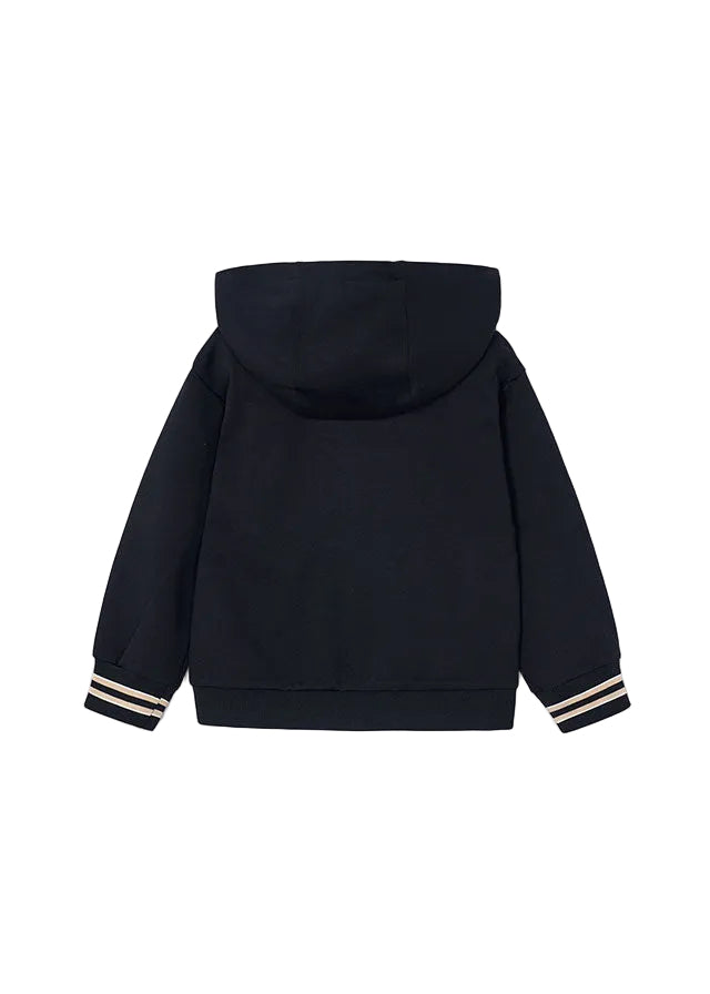 top l/s striped cuff zip up hoodie - black-096