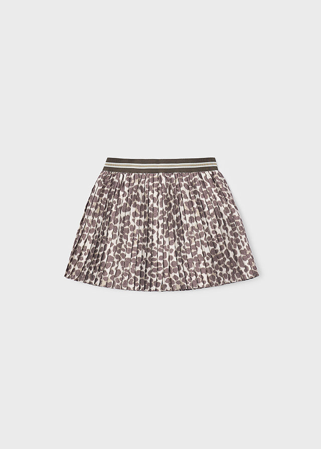 skirt printed accordion pleated - bottle grey-082