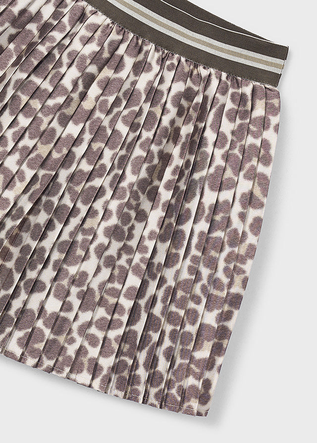 skirt printed accordion pleated - bottle grey-082
