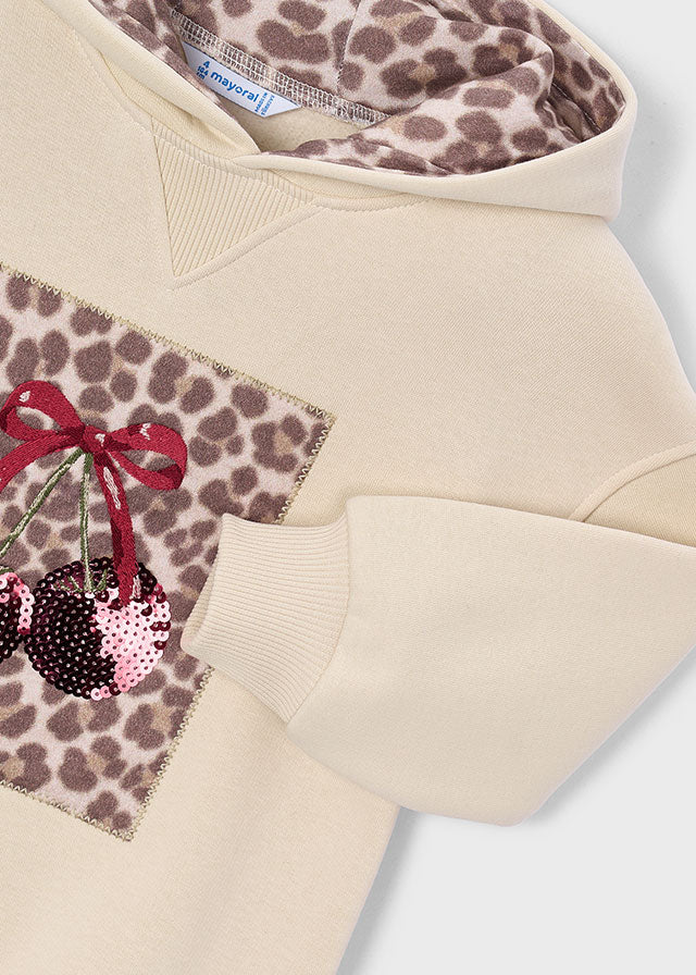 dress leopard cherry graphic hooded sweatshirt - cherry-027