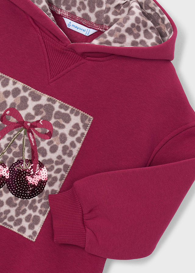 dress leopard cherry graphic hooded sweatshirt - cherry-027